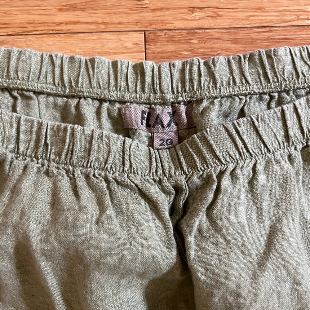 Flax Linen Pants, Light Khaki Green, 2X